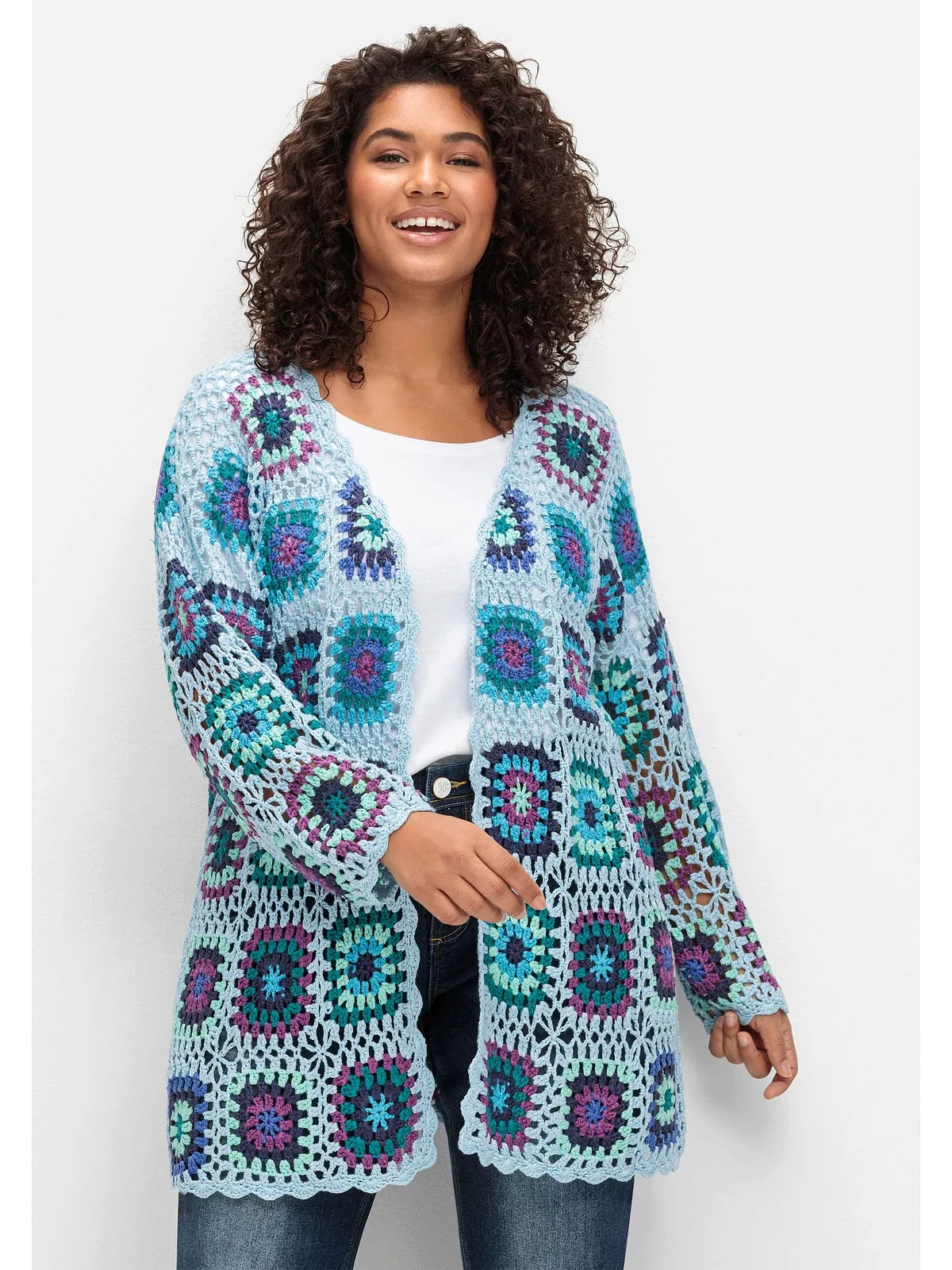 sheego by Joe Browns Cardigan "Große Größen", in Häkeloptik, mit Crochet-Mu günstig online kaufen