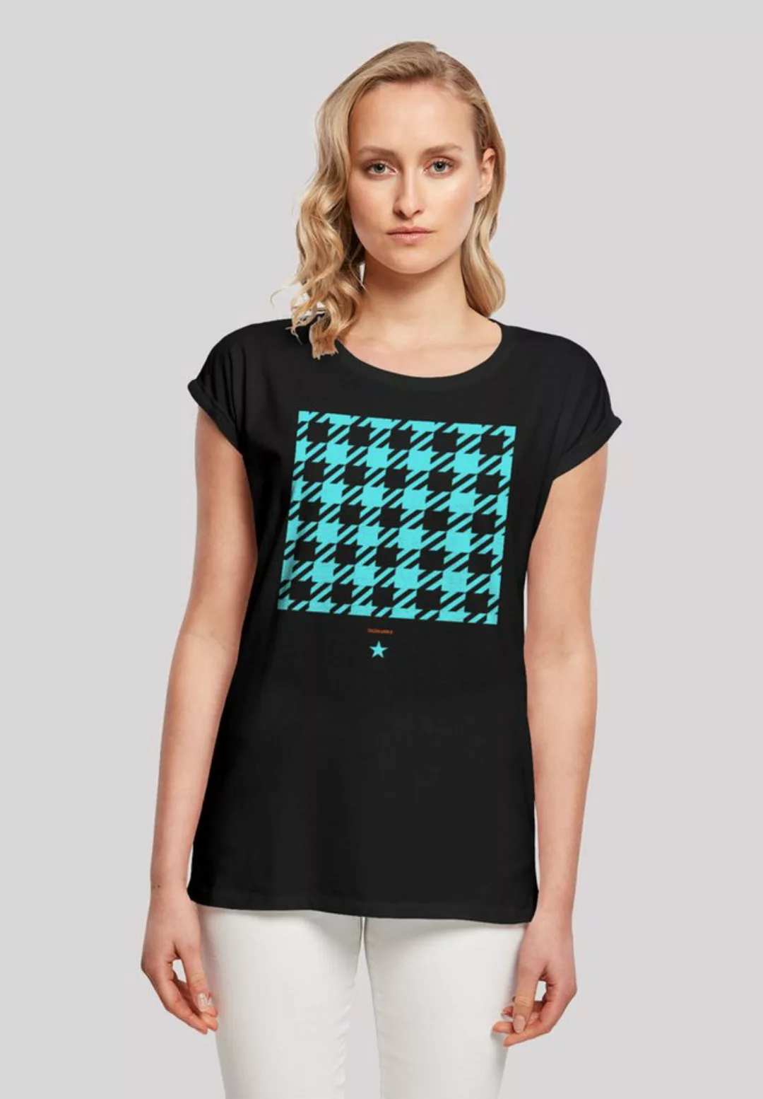 F4NT4STIC T-Shirt Hahnentritt Karo blau Print günstig online kaufen