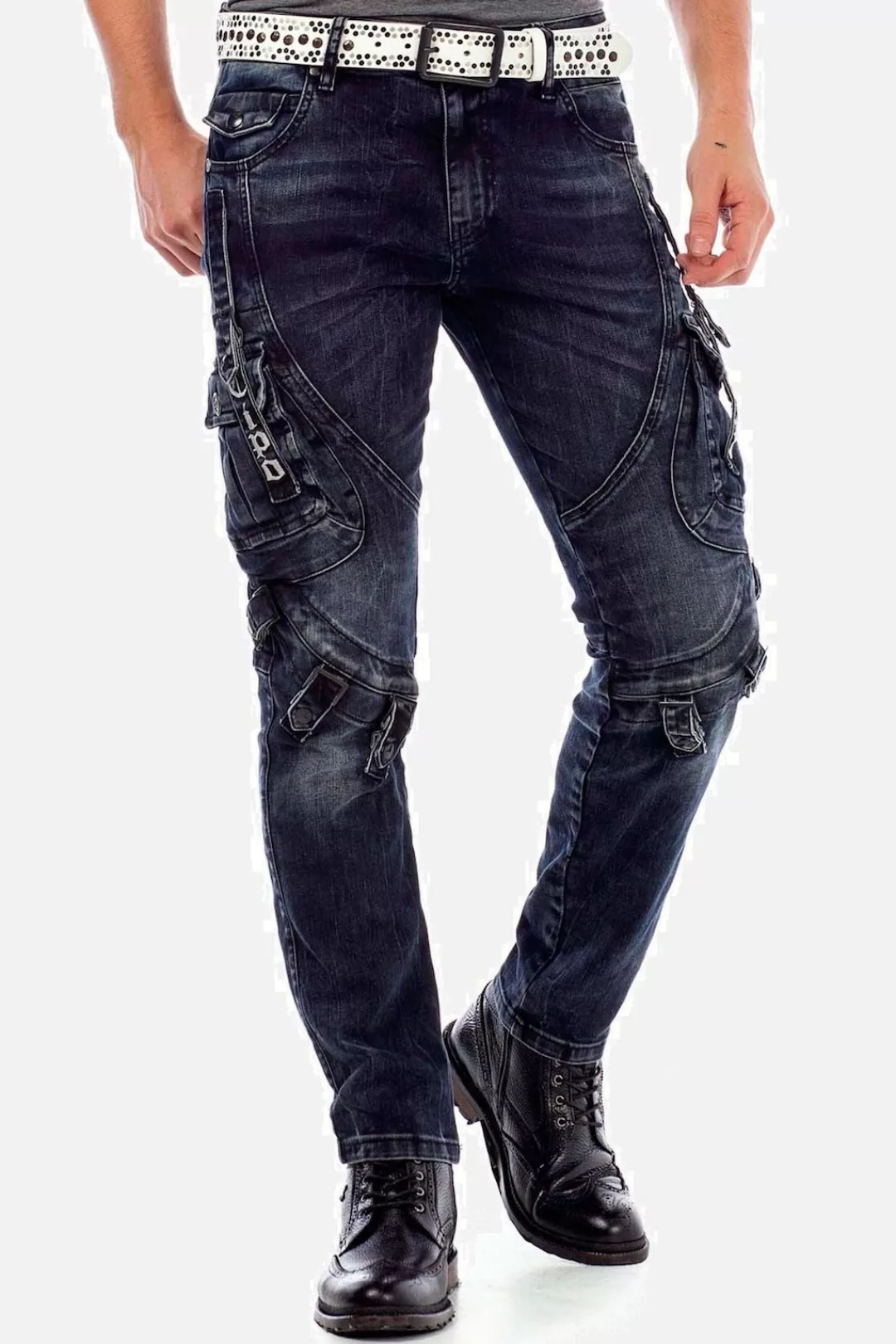 Cipo & Baxx Cargojeans "Jeans", mit Verschlussschnallen und Stickereien, CD günstig online kaufen