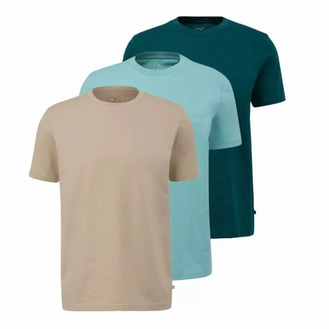 QS T-Shirt Basic (3-tlg) kurzarm, Rundhals-Ausschnitt, im 3er Pack günstig online kaufen