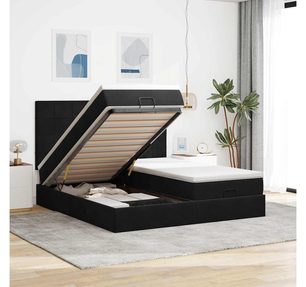 vidaXL Bett, Ottoman-Bett mit Matratzen & LEDs Schwarz 160x200 cm Samt günstig online kaufen