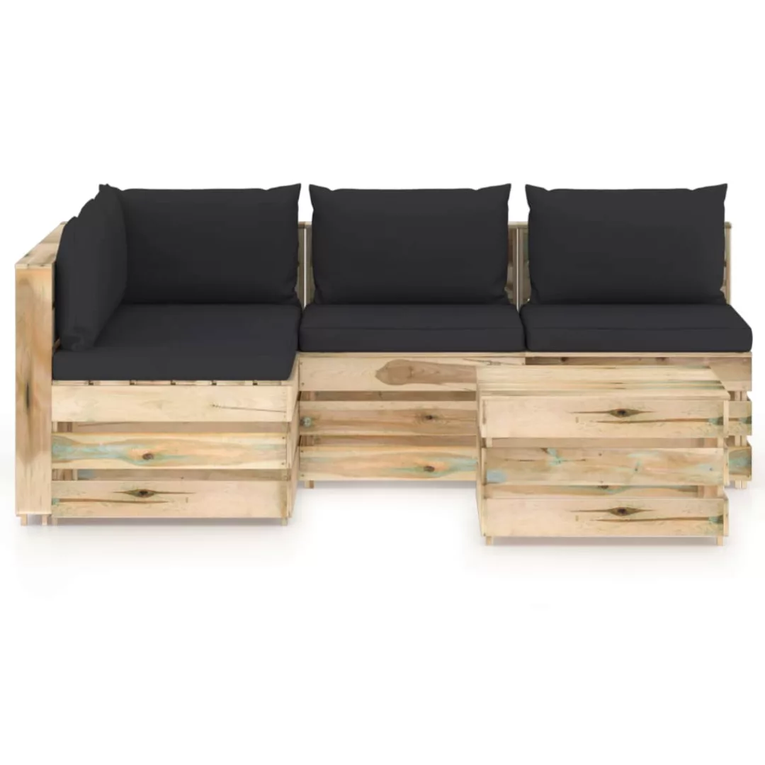 5-tlg. Garten-lounge-set Mit Kissen Grün Imprägniertes Holz günstig online kaufen