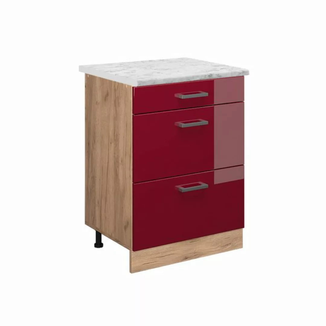 Vicco Unterschrank R-Line, Bordeaux Hochglanz/Goldkraft Eiche, 60 cm AP Mar günstig online kaufen