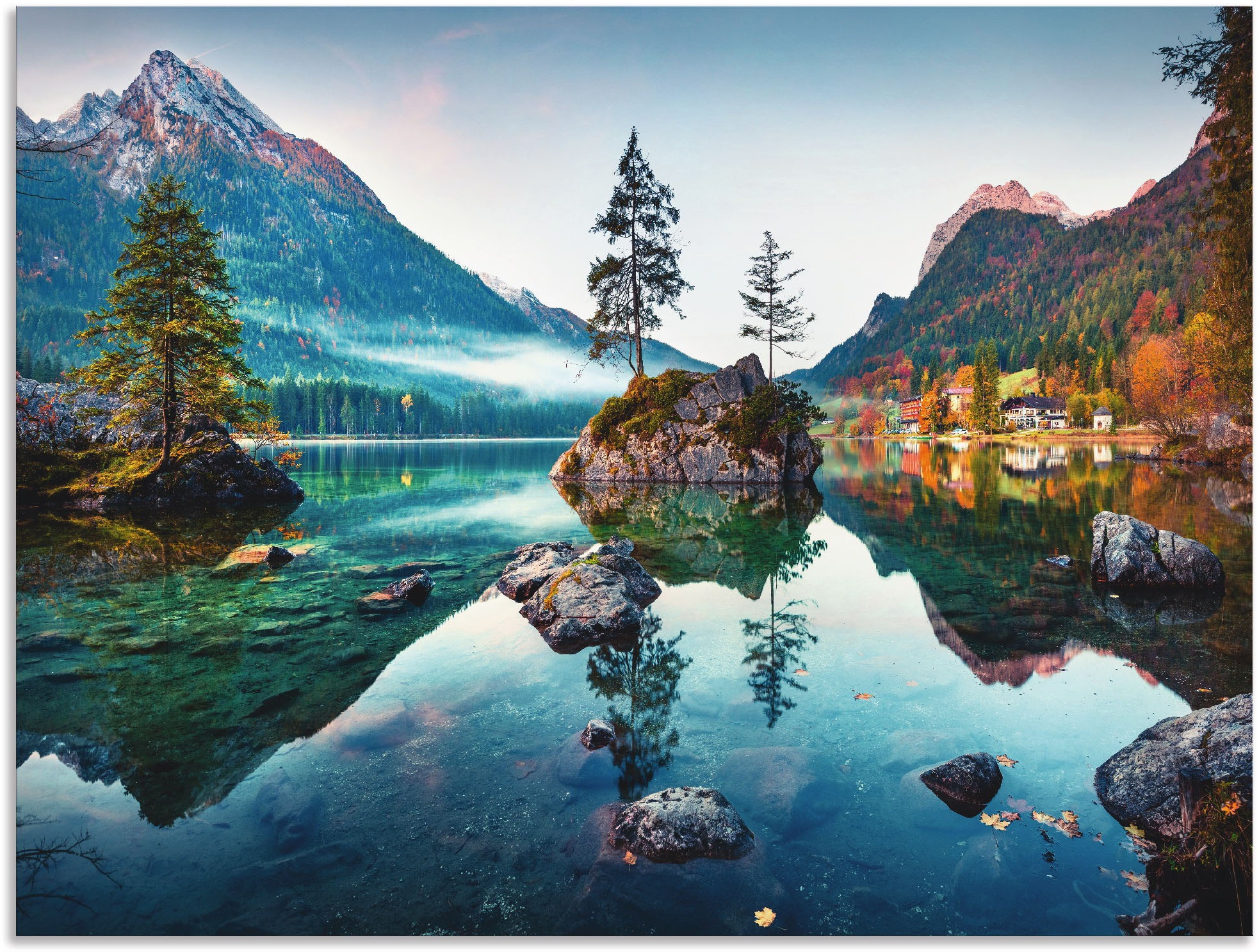 Artland Wandbild "Herbstszene des Hintersee vor Alpen", Seebilder, (1 St.), günstig online kaufen