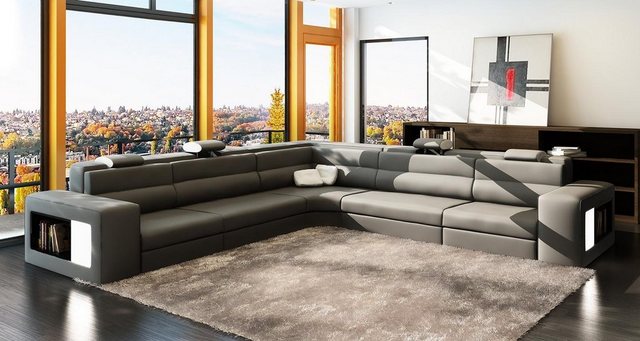 JVmoebel Ecksofa Luxus großes L-Form Sofa Orange Eckgarnitur+LED Brandneu, günstig online kaufen