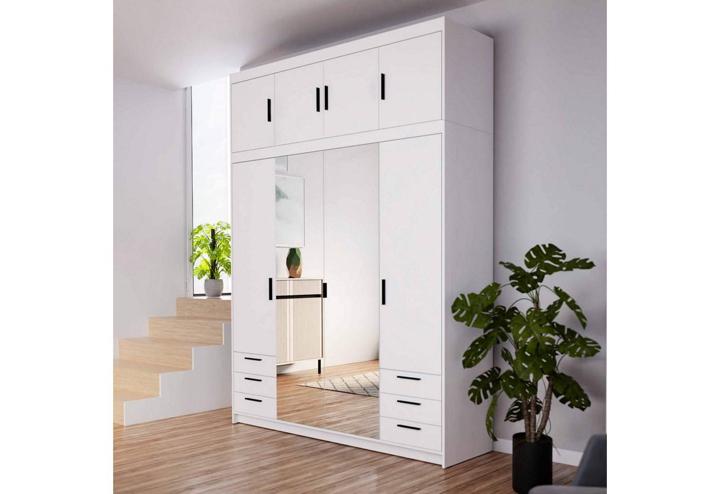 Furnix Kleiderschrank Eliza 176 cm Schrank mit Spiegel und Schubladen mit/o günstig online kaufen