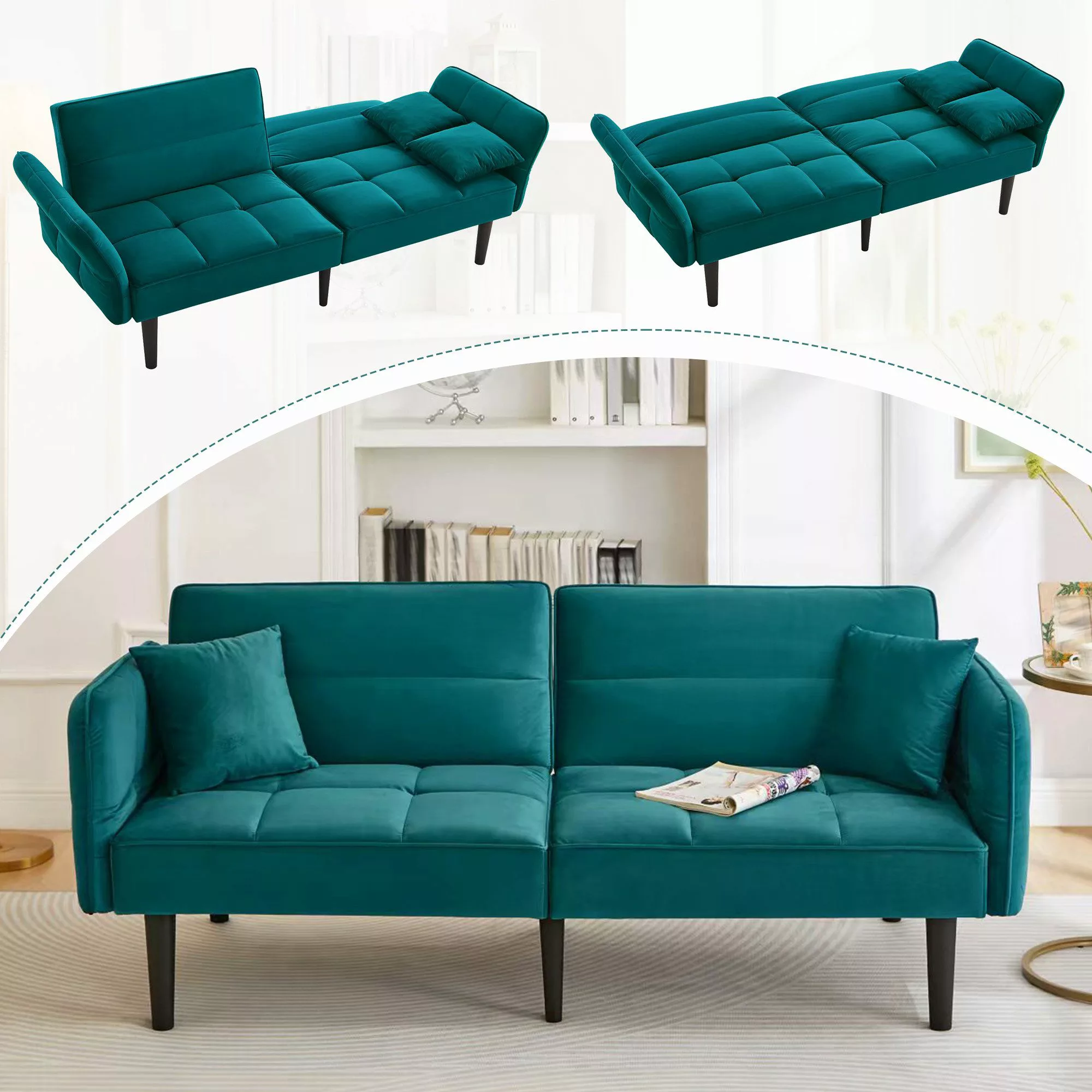 Merax Schlafsofa Samt Funktionsbett klappbares Schlafsofa günstig online kaufen
