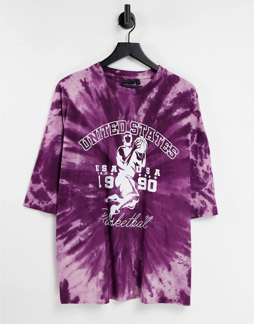 ASOS DESIGN – Oversized-T-Shirt mit sportivem Retro-Print und spiralförmige günstig online kaufen