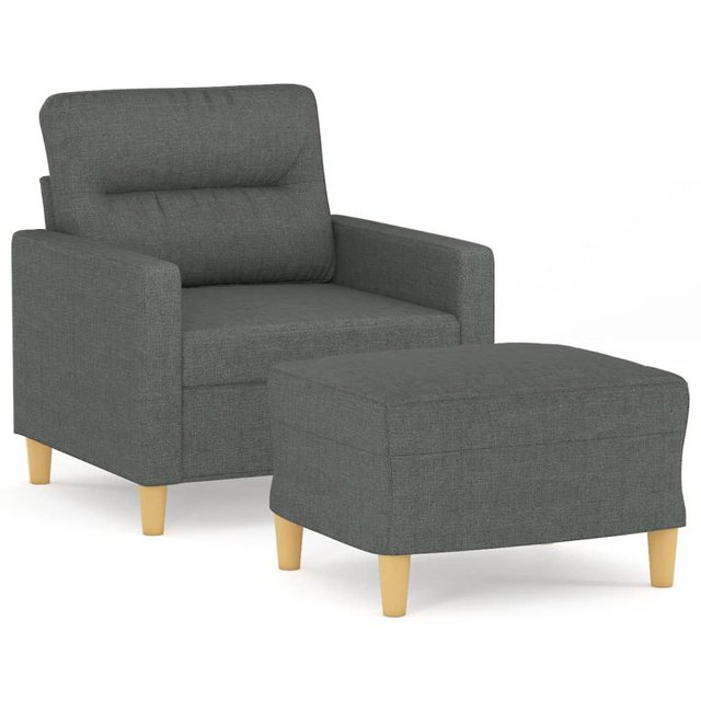 vidaXL Sofa Sessel mit Hocker 60 cm Stoff, Dunkelgrau günstig online kaufen