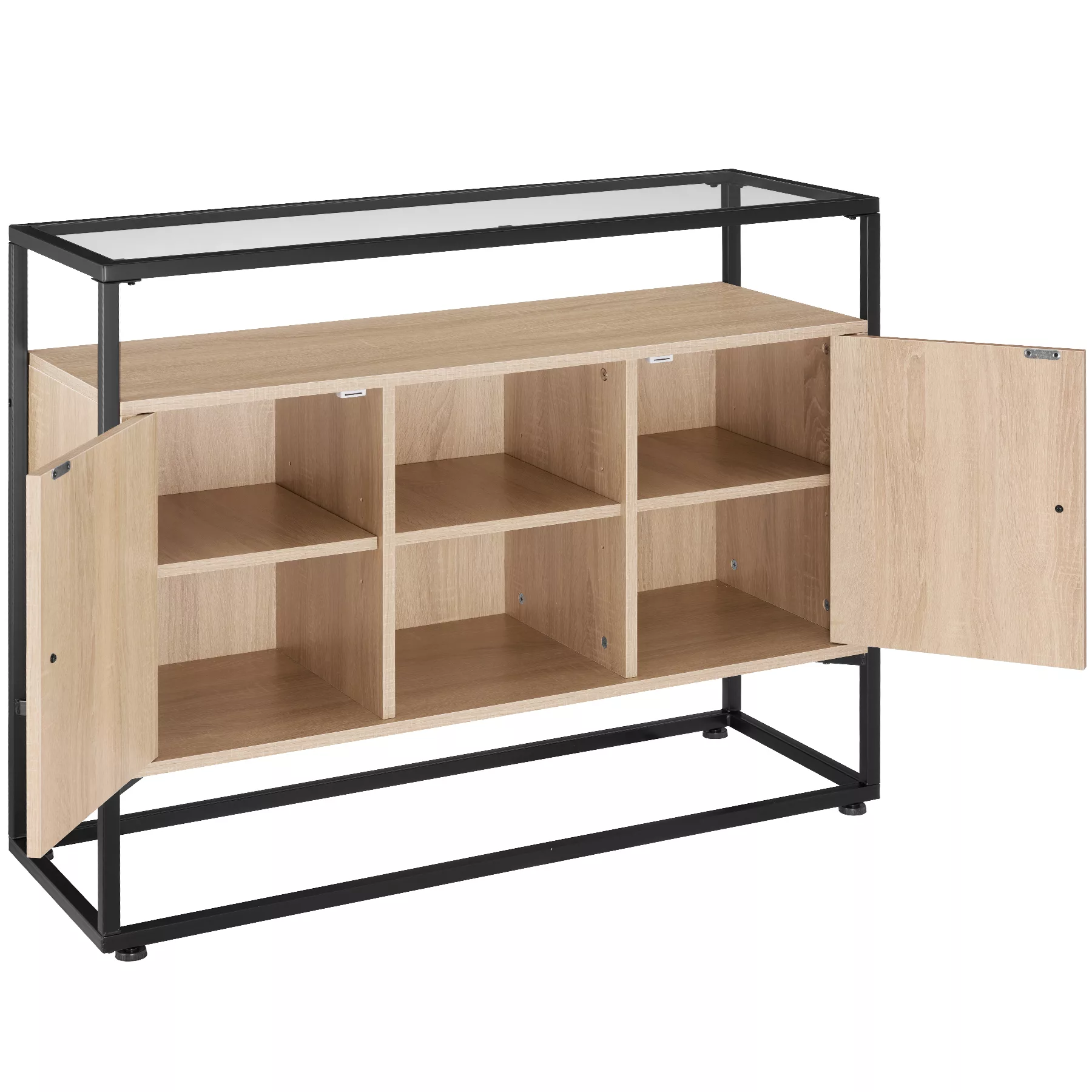 Sideboard Oldham 100x38x80,5cm - Industrial Holz hell, Eiche Sonoma günstig online kaufen