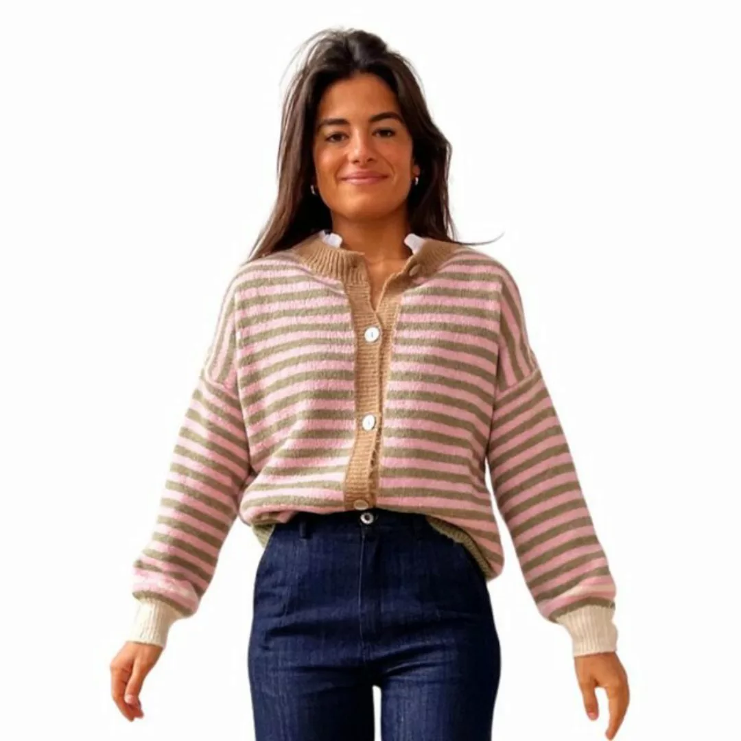 suebidou Strickjacke Moderner Damen Cardigan in Khaki Rosa stilvoll für jed günstig online kaufen