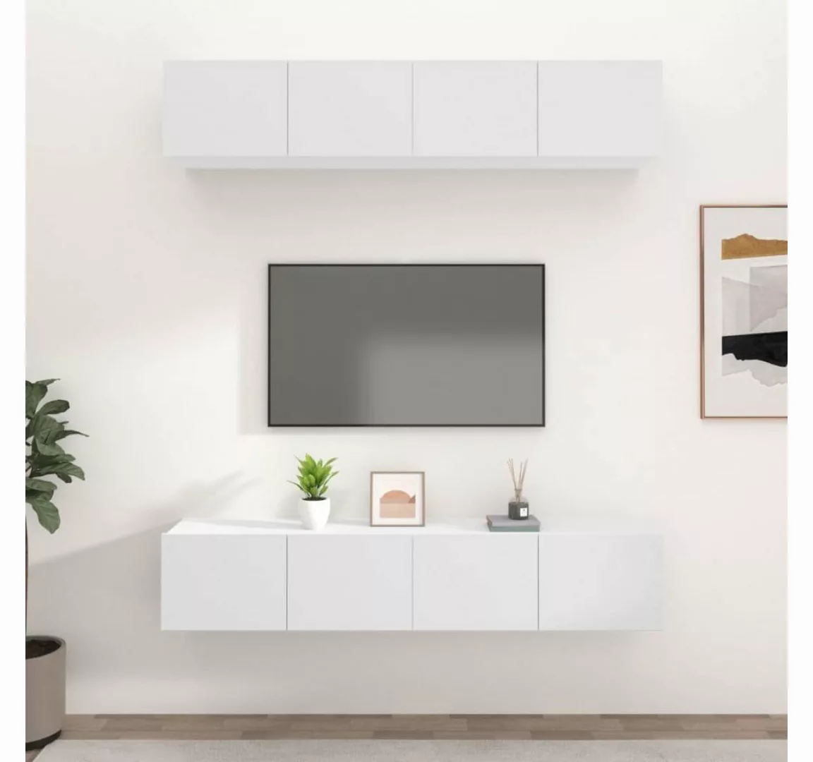 furnicato TV-Schrank TV-Schränke 4 Stk. Weiß 80x30x30 cm Holzwerkstoff günstig online kaufen