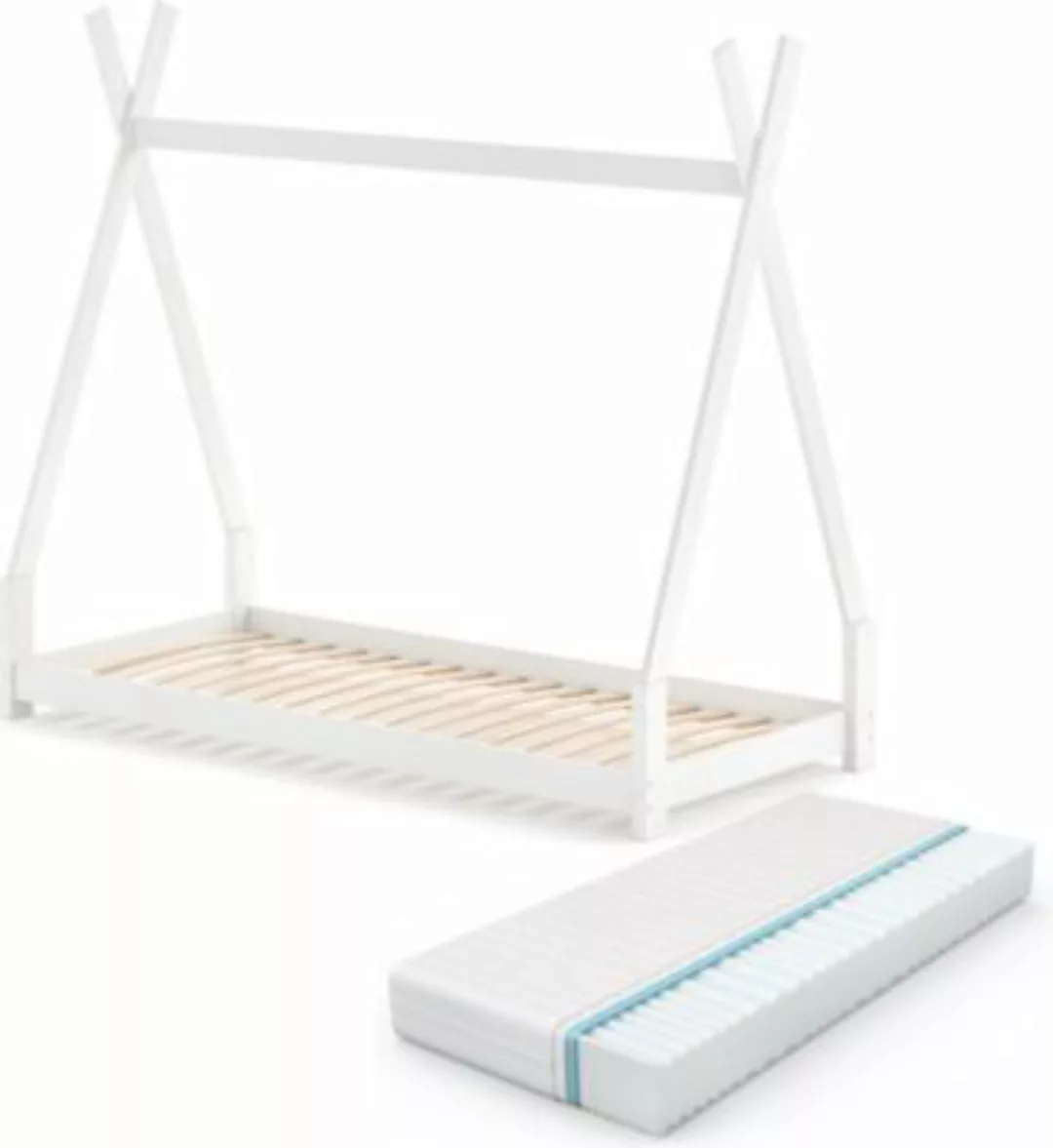 VitaliSpa Kinderbett TIPI Weiß 90 x 200 cm mit Matratze weiß günstig online kaufen