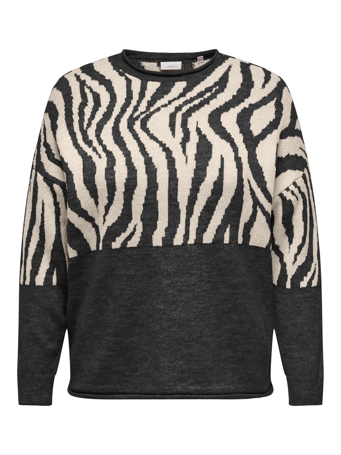 ONLY CARMAKOMA Rundhalspullover "CARJADE ZEBRA L/S O-NECK KNT" günstig online kaufen