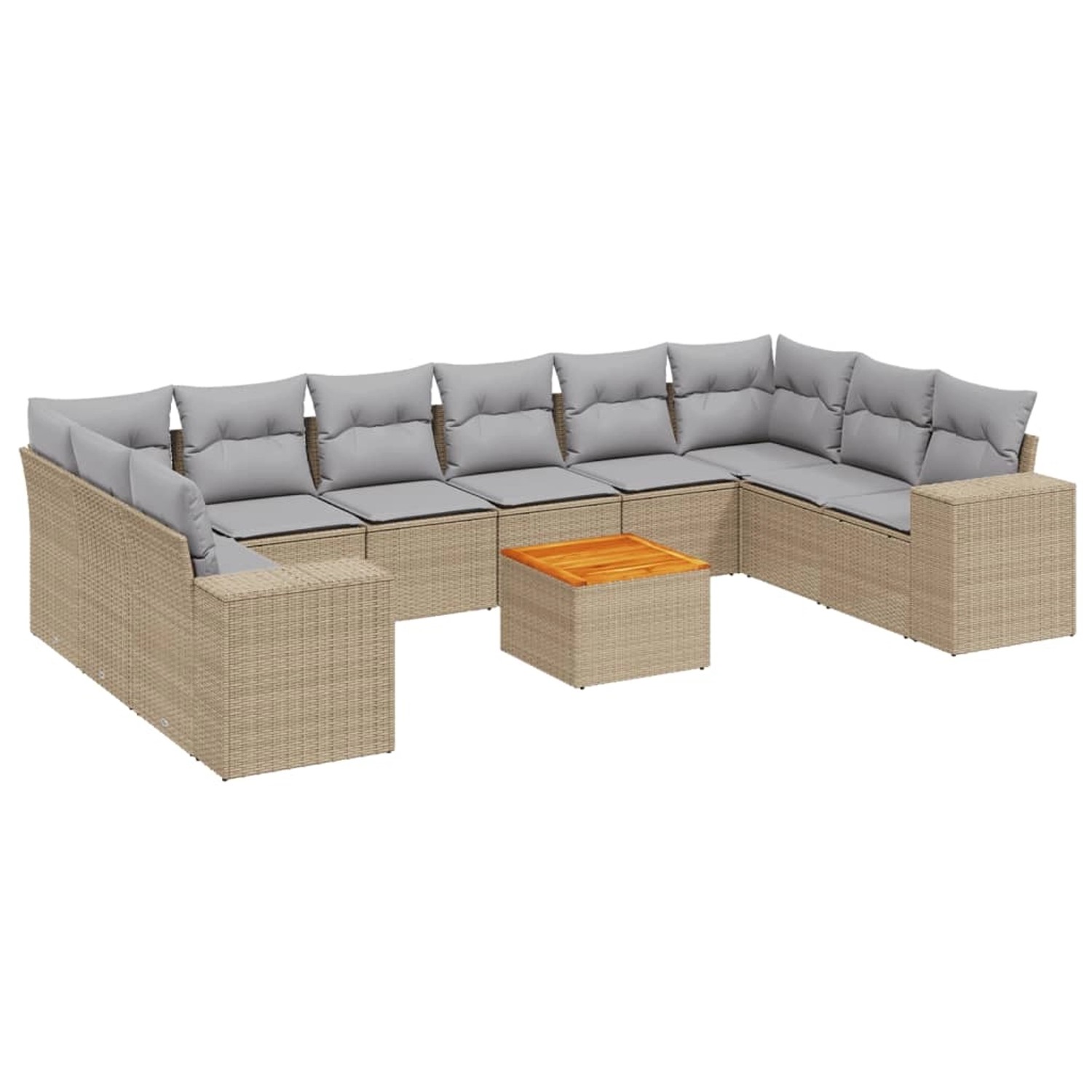vidaXL 11-Tlg Garten-Sofagarnitur mit Kissen Beige Poly Rattan 3257949 günstig online kaufen