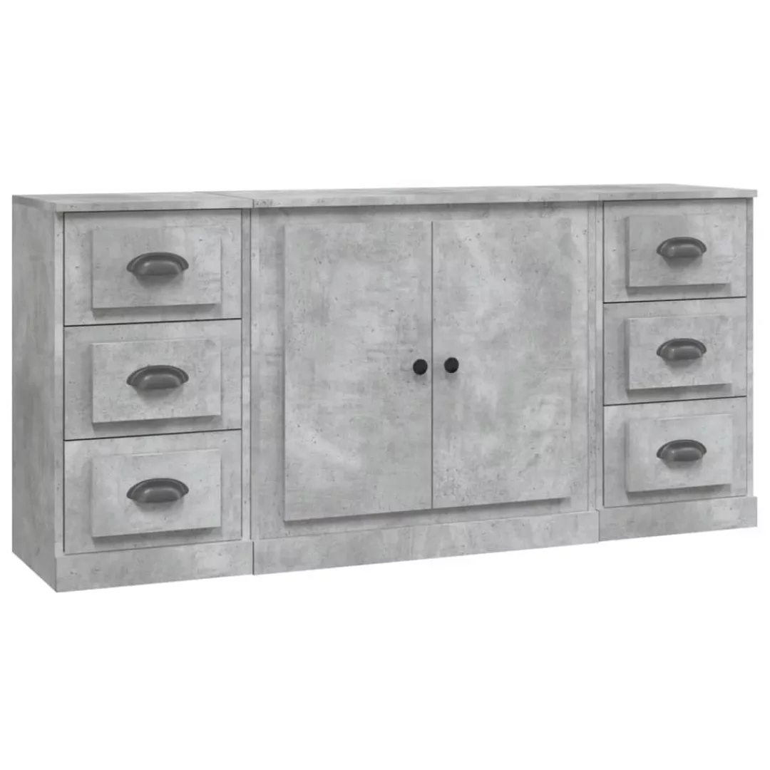 Vidaxl Sideboards 3 Stk. Betongrau Holzwerkstoff günstig online kaufen