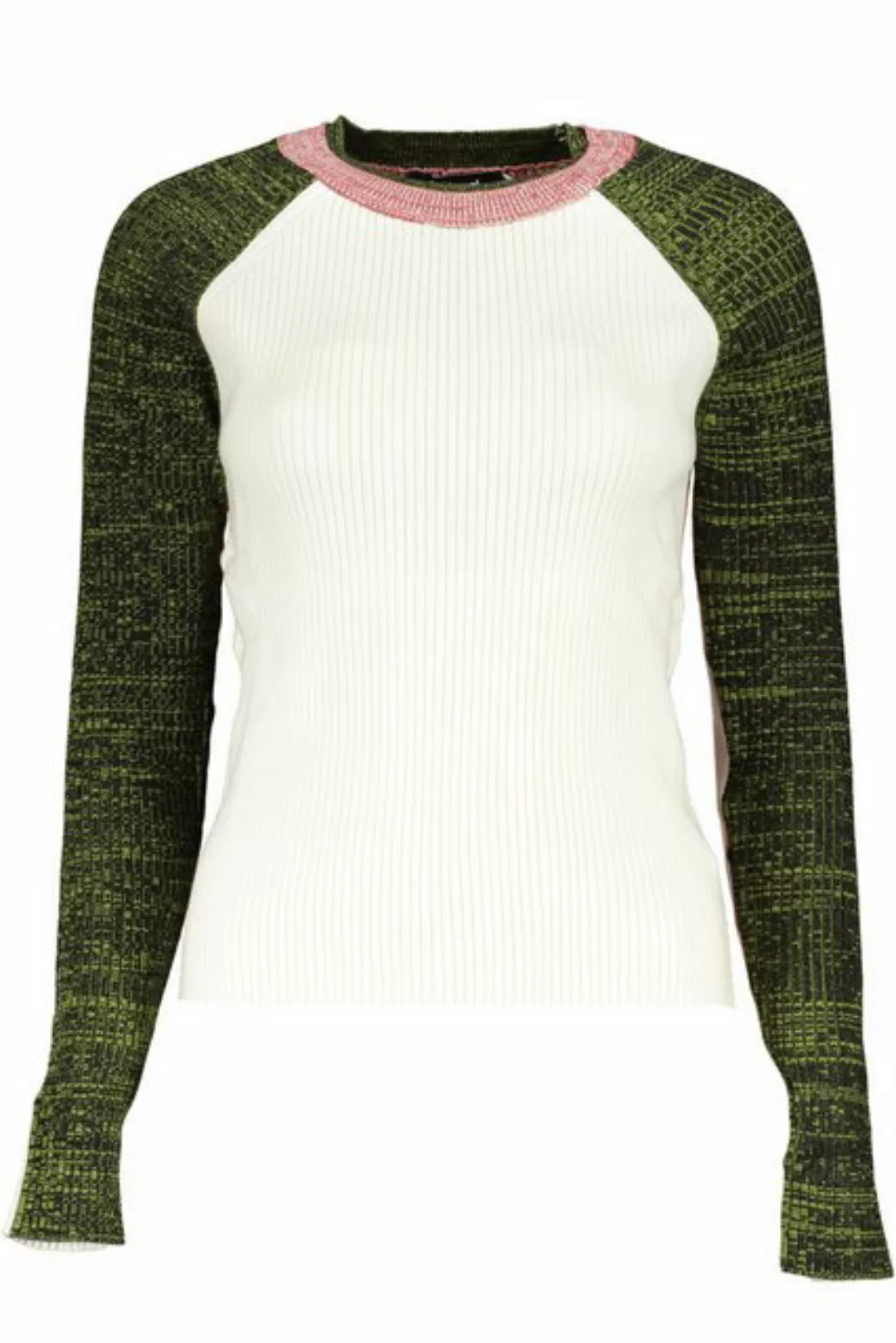 Desigual Strickpullover Weißer Damenpullover mit Rundhals und kontrastieren günstig online kaufen