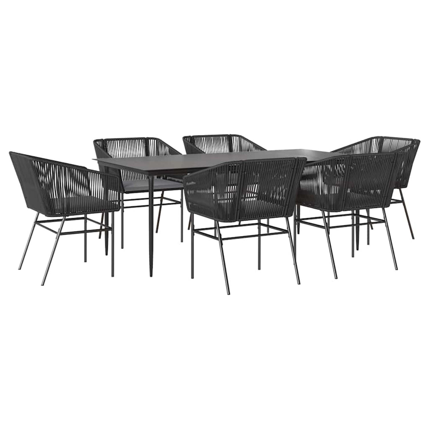vidaXL 7-Tlg Garten-Essgruppe mit Kissen Schwarz Poly Rattan Glas 3334518 günstig online kaufen