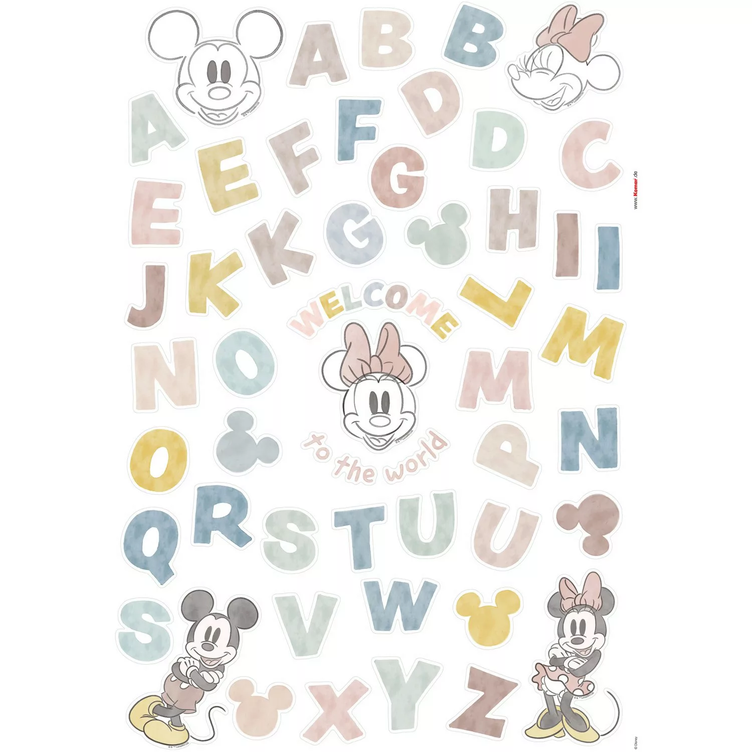 Komar Wandtattoo Mickey Alphabet Disney Mickey Alphabet B/L: ca. 50x70 cm günstig online kaufen