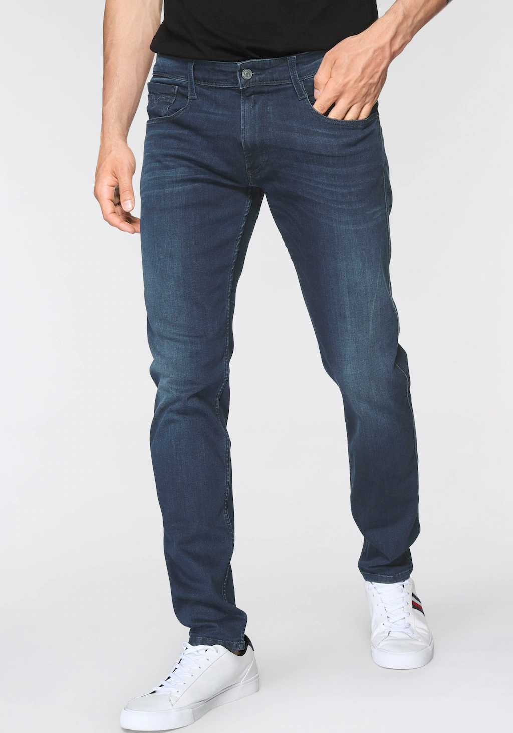 Replay Herren Jeans Anbass - Slim Fit - Blau - Medium Blue günstig online kaufen