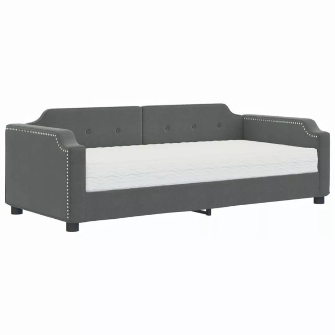 vidaXL Gästebett Gästebett Tagesbett mit Matratze Dunkelgrau 90x190 cm Stof günstig online kaufen