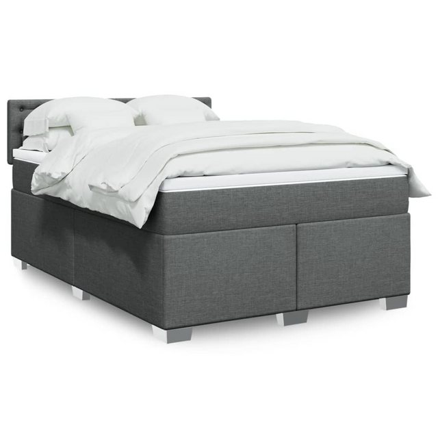 vidaXL Boxspringbett, Boxspringbett mit Matratze Dunkelgrau 160x200 cm Stof günstig online kaufen