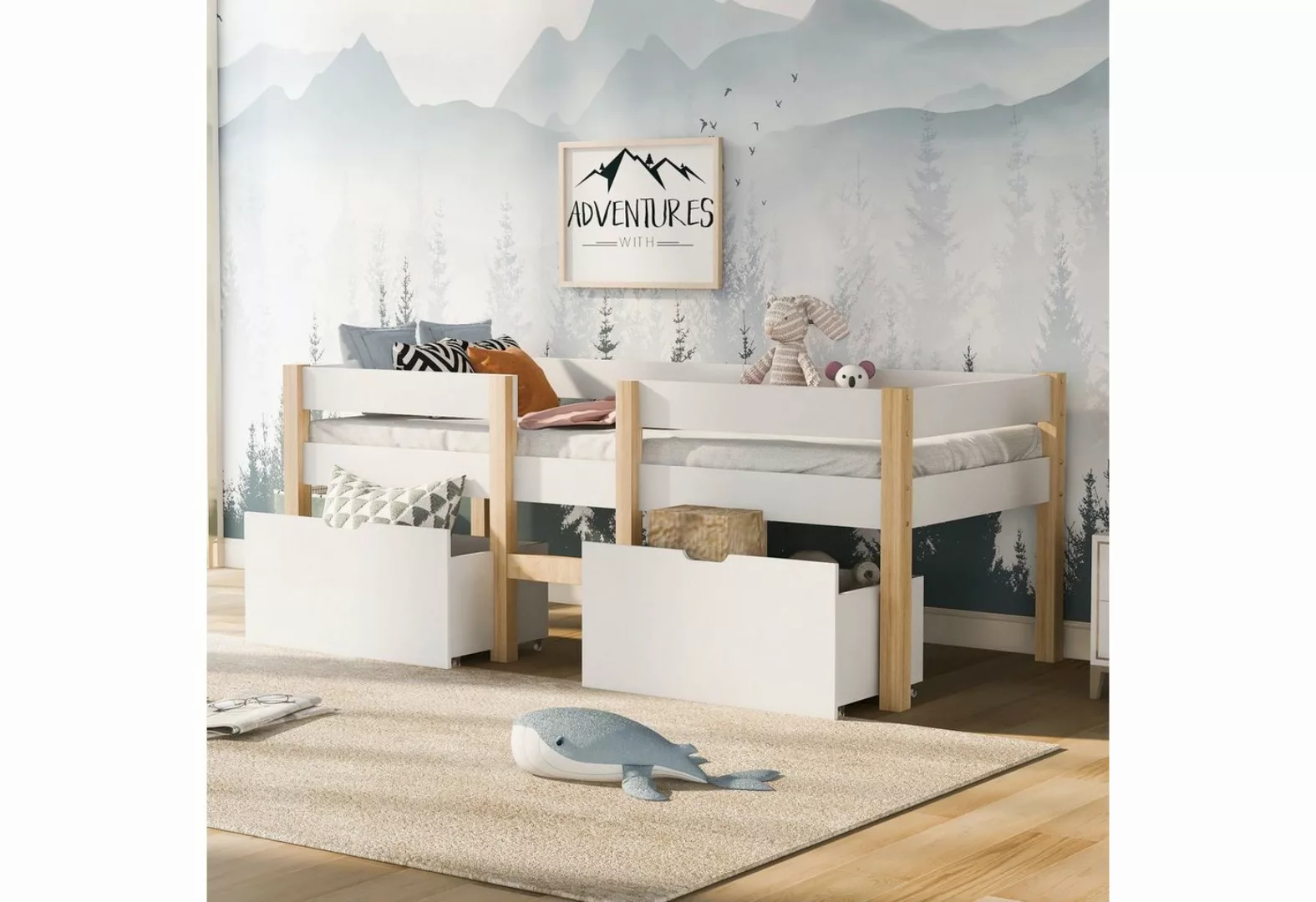 REDOM Kinderbett Kinder Bett Jugendbett Hausbett Holzbett Massivholzbett 90 günstig online kaufen