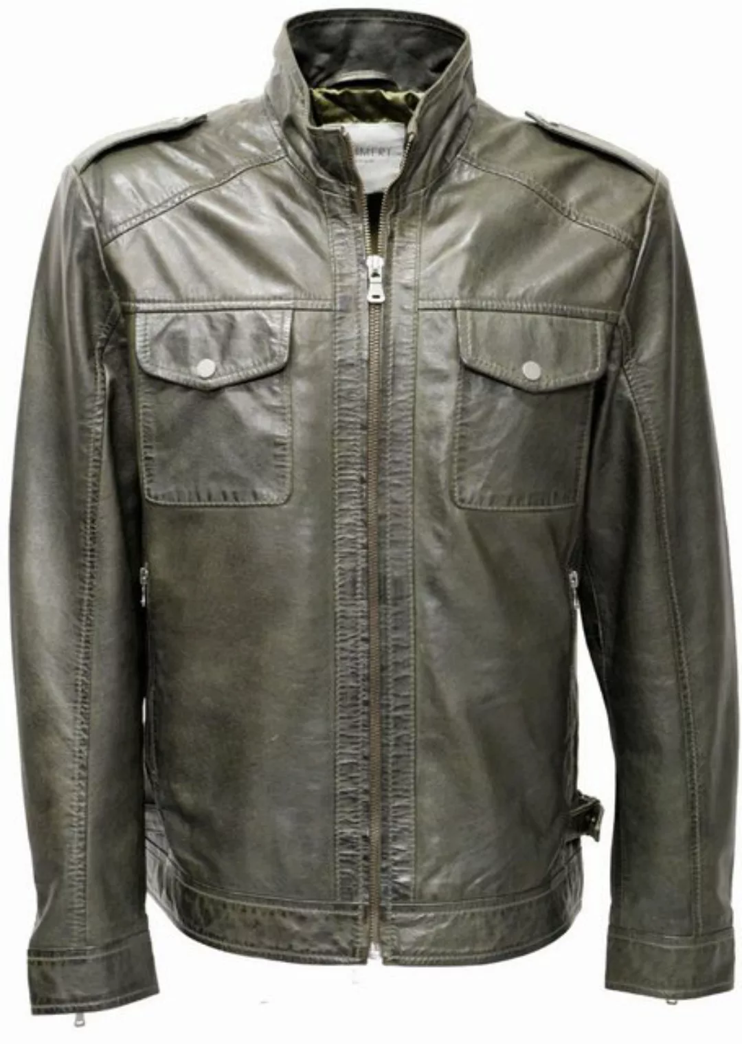 Zimmert Leather Lederjacke Berny Dunkelgrün Grün washed Lammnappa Herren günstig online kaufen