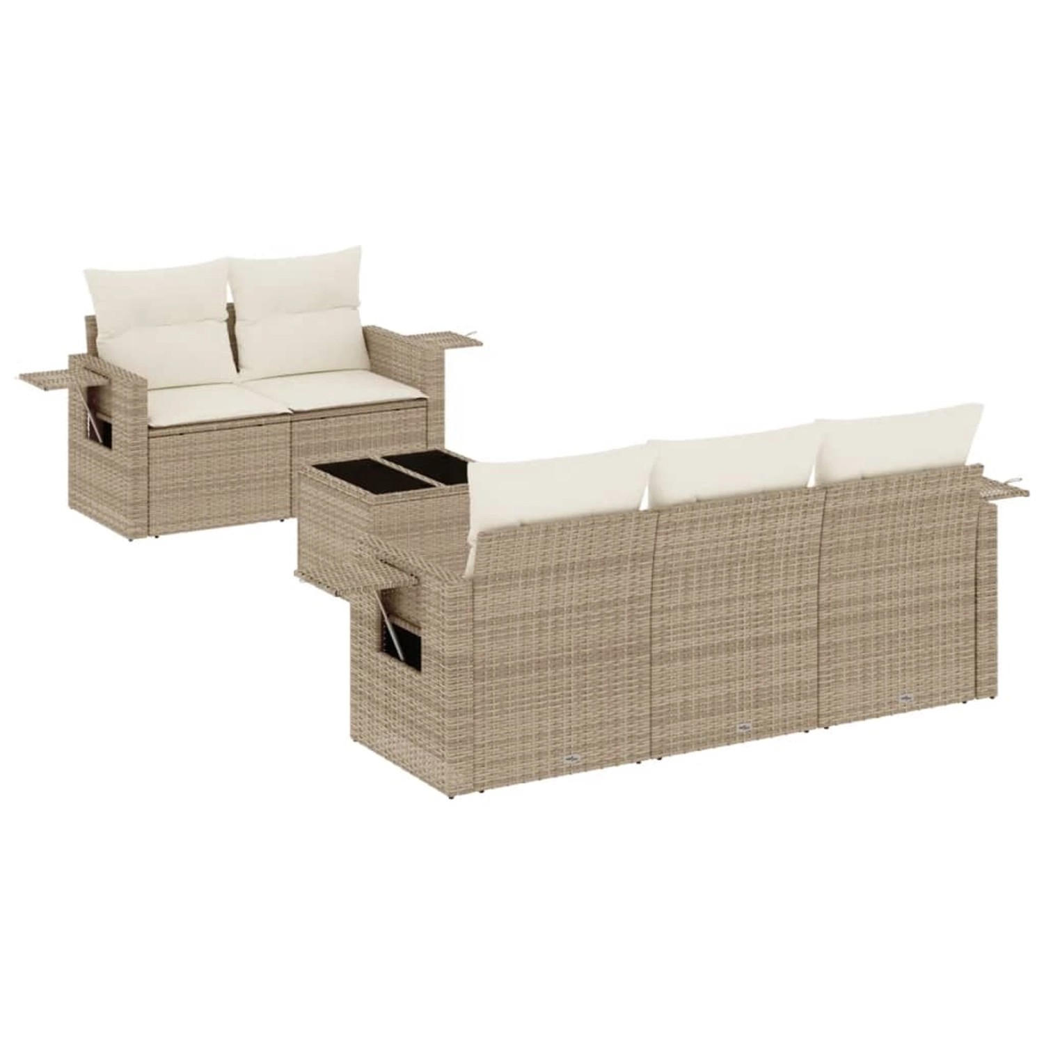 vidaXL 6-Tlg Garten-Sofagarnitur mit Kissen Beige Poly Rattan 3219897 günstig online kaufen