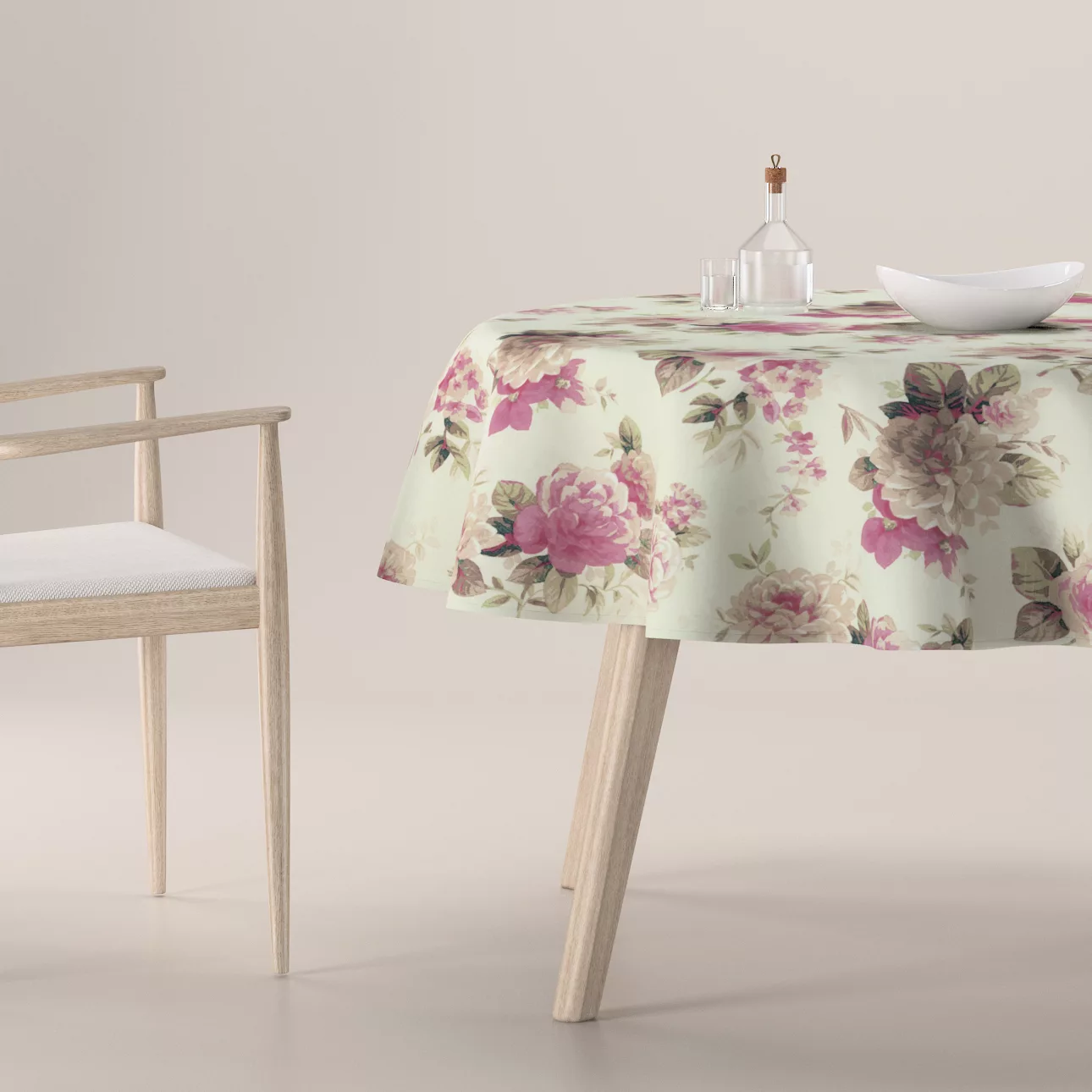 Runde Tischdecke, beige- rosa, Londres (141-07) günstig online kaufen