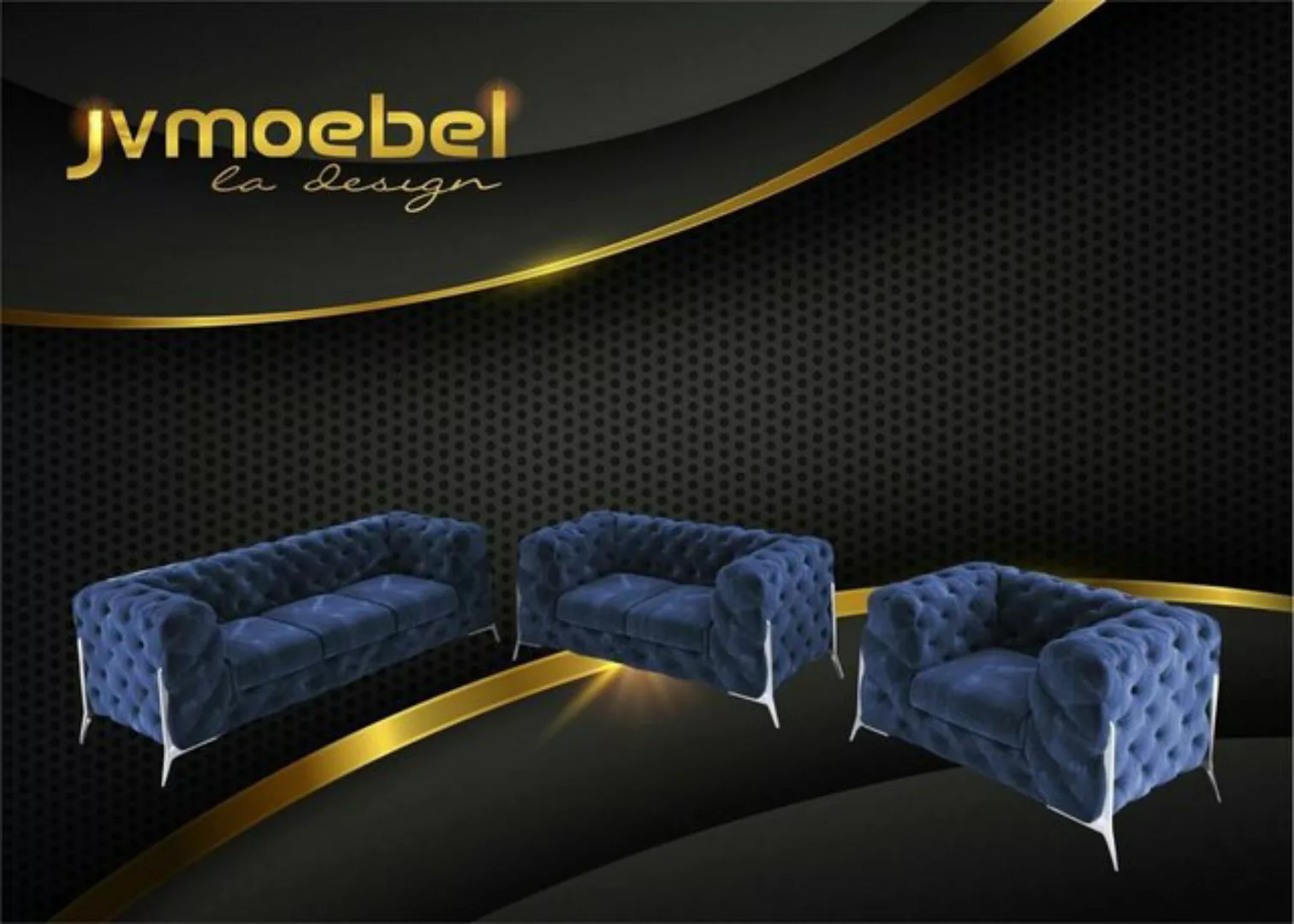 JVmoebel Chesterfield-Sofa Graues Chesterfield 3+2+1 Couch Set modernes Des günstig online kaufen