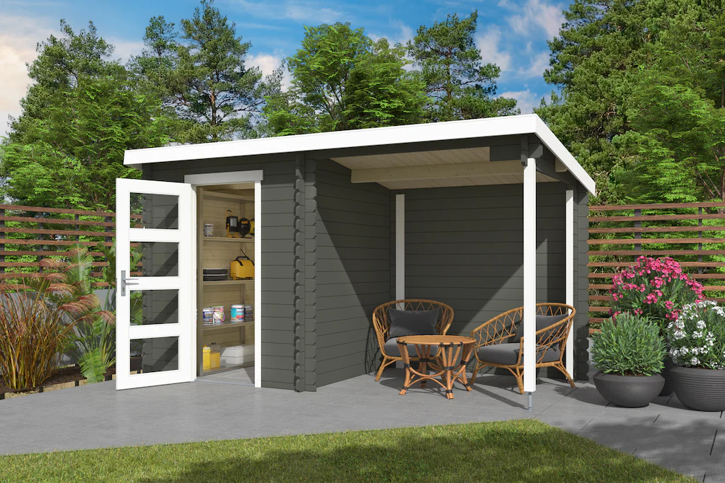Nordic Holz Gartenhaus "Jelle Plus", (Anbau inkl. Rückwand) günstig online kaufen