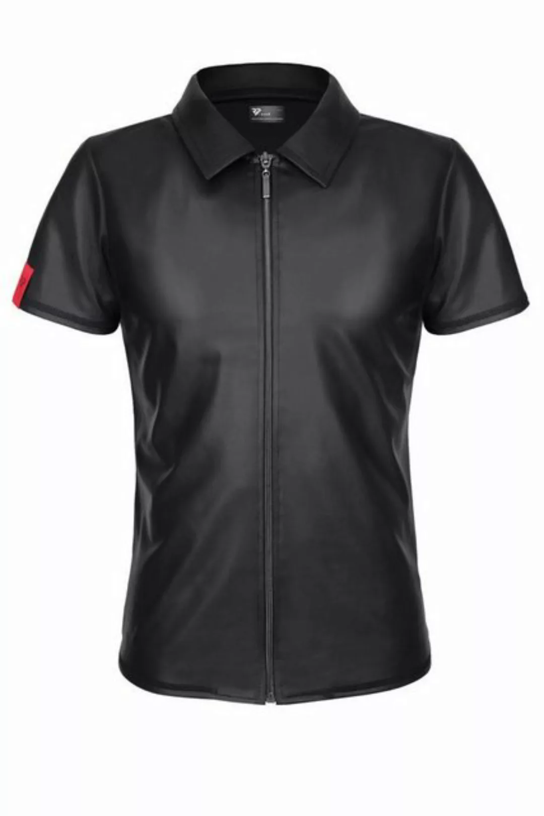 Regnes Fetish Planet Kurzarmhemd Remo Polo Shirt Wetlook mit Reißverschluß günstig online kaufen