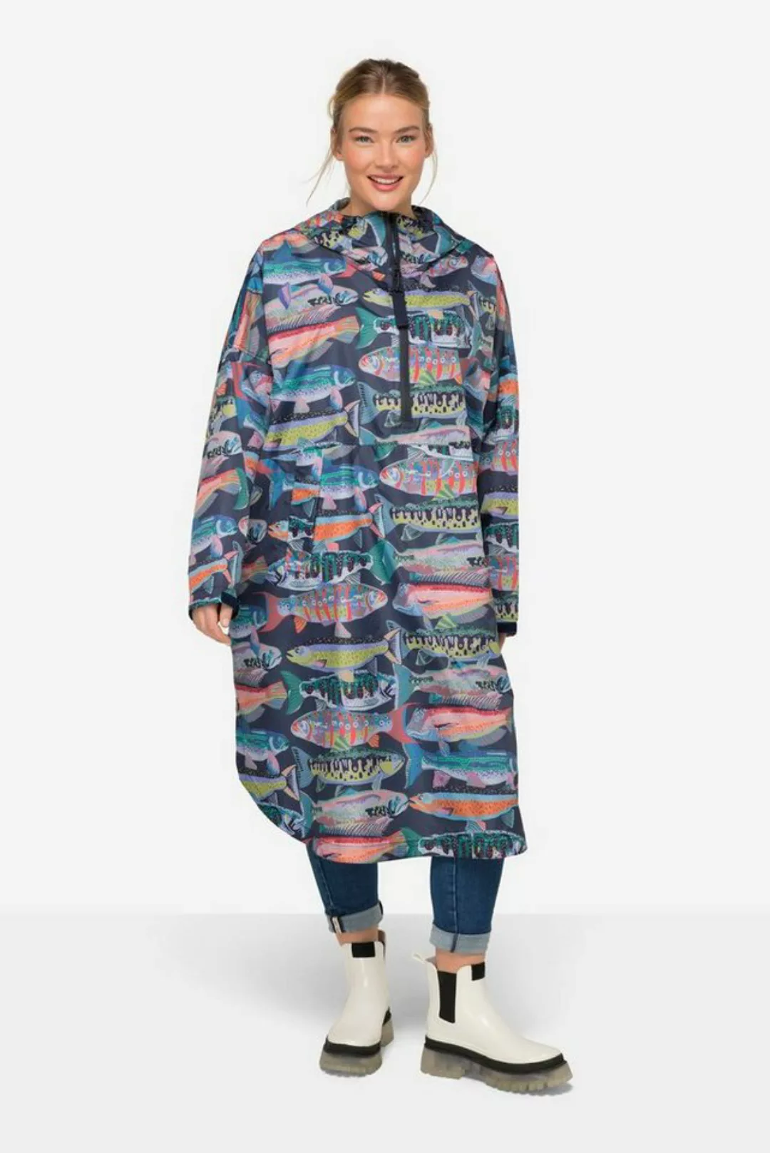 Laurasøn Funktionsjacke Funktions-Regencape Unisex Fische Print Kapuze günstig online kaufen