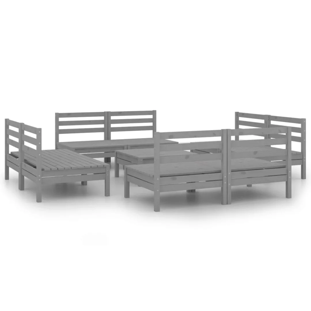 9-tlg. Garten-lounge-set Grau Kiefer Massivholz günstig online kaufen