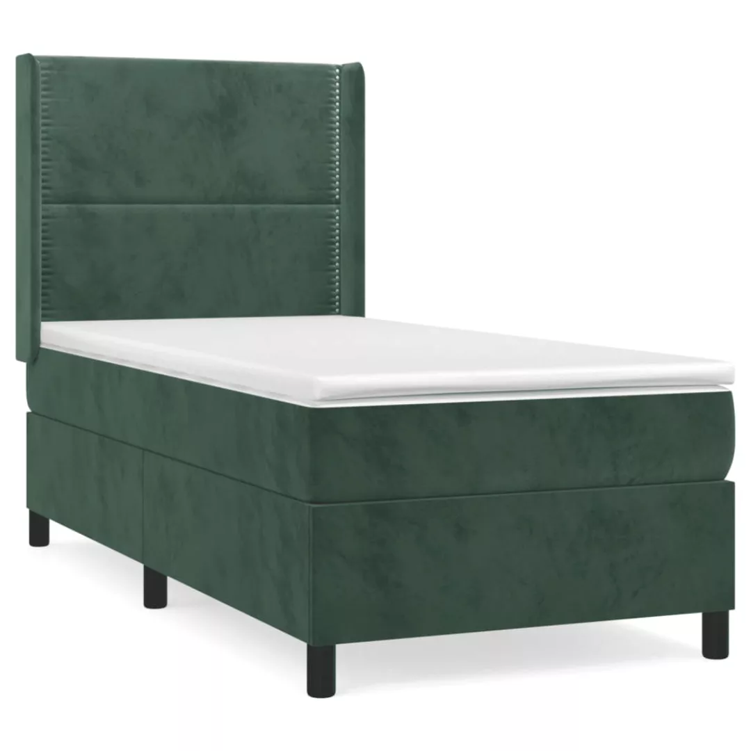 Vidaxl Boxspringbett Mit Matratze Dunkelgrün 100x200 Cm Samt günstig online kaufen