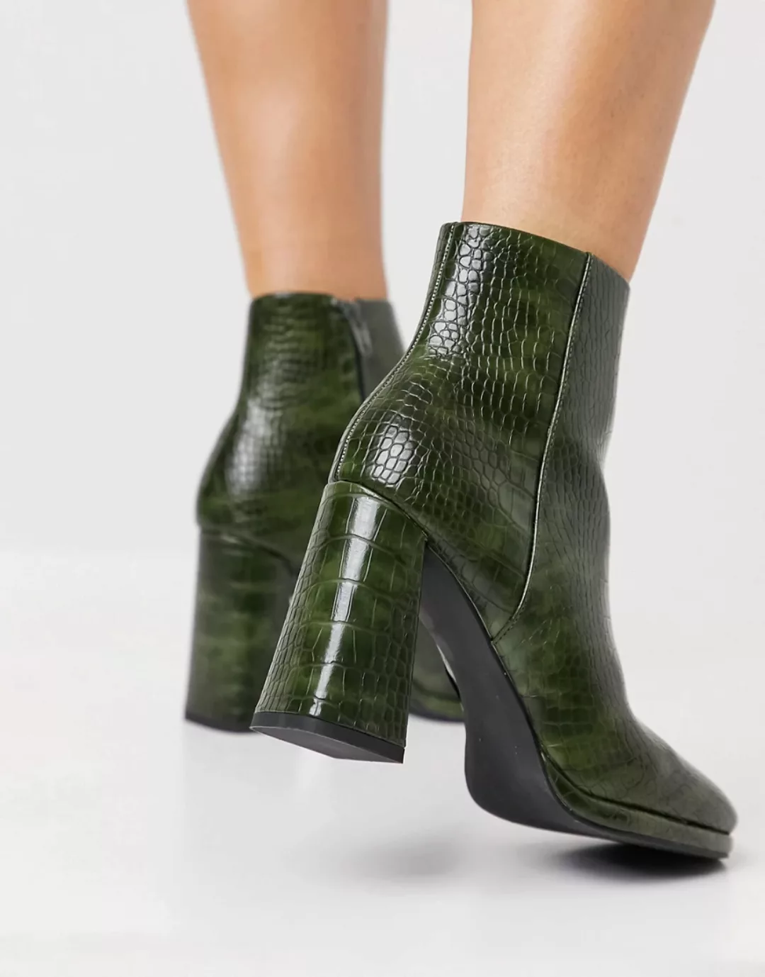 ASOS DESIGN – Eternity – Ankle-Boots mit hohem Absatz in Grün günstig online kaufen