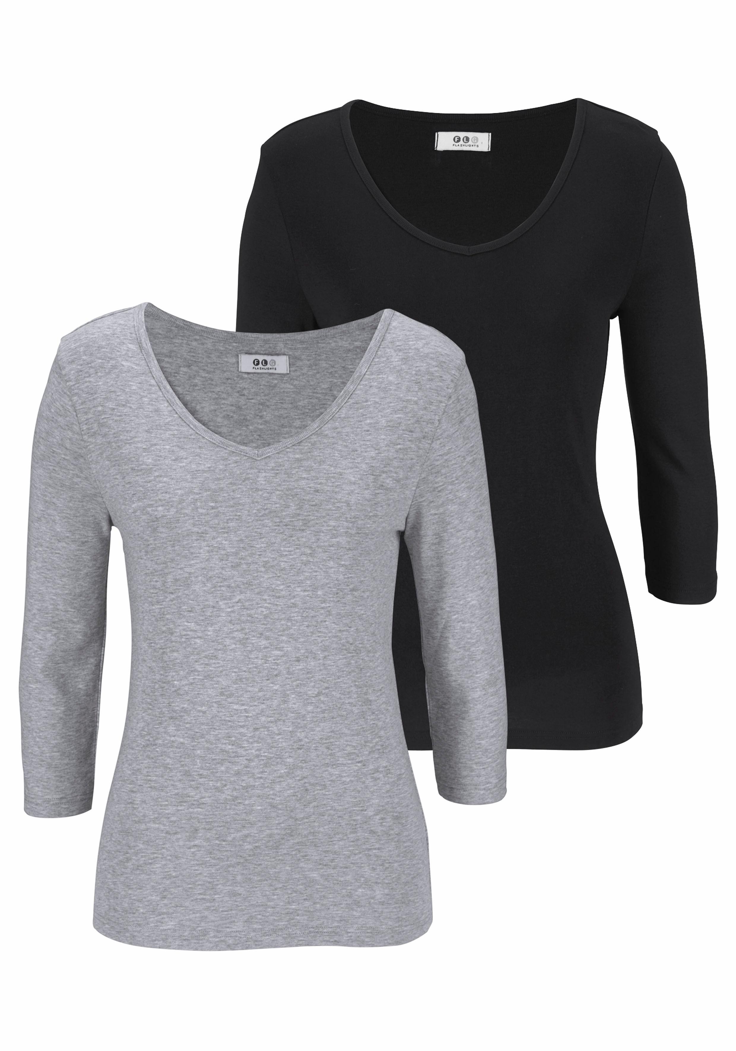 Flashlights V-Shirt, (Packung, 2 tlg., 2er-Pack), unifarben, V-Ausschnitt, günstig online kaufen