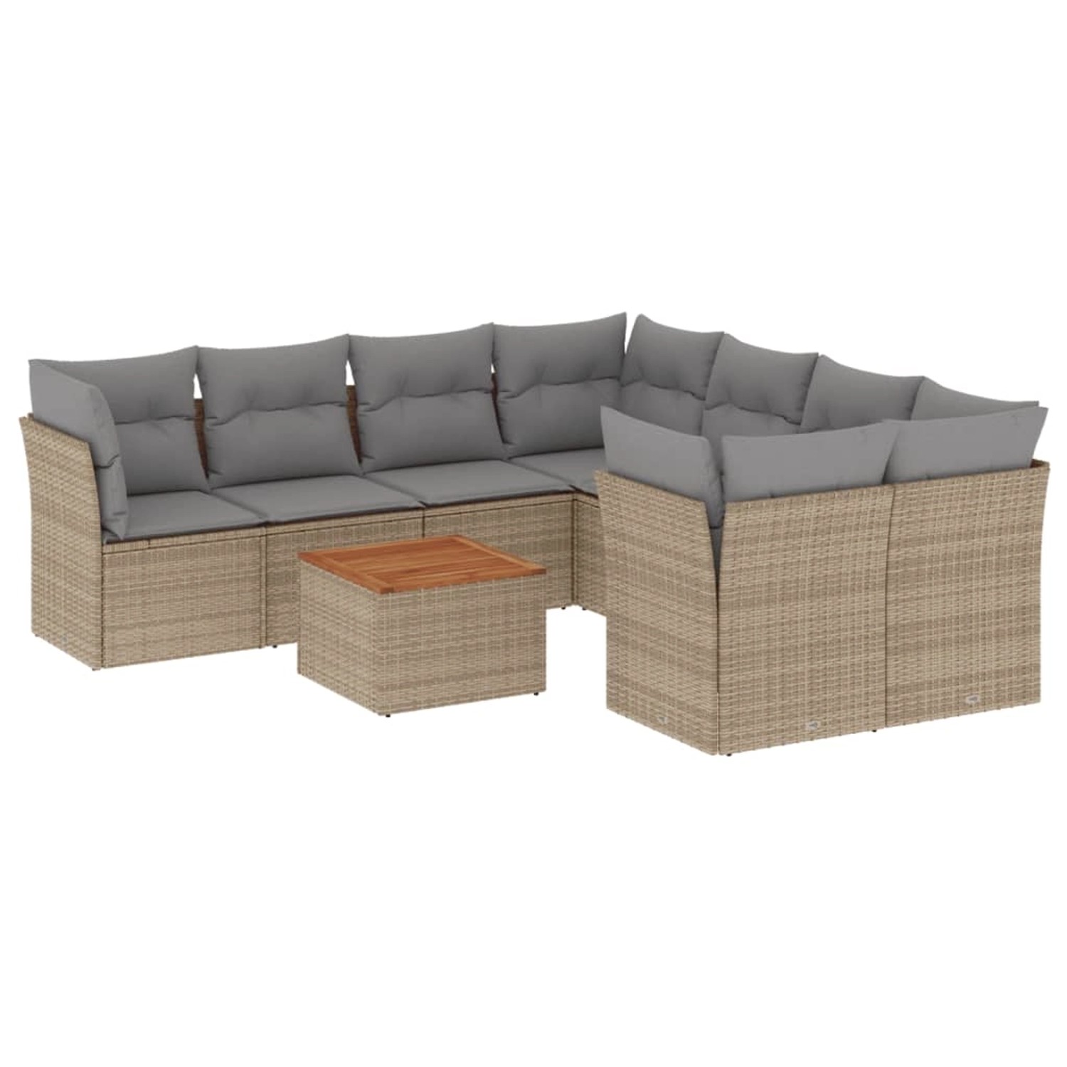 vidaXL 9-Tlg Garten-Sofagarnitur mit Kissen Beige Poly Rattan 3255863 günstig online kaufen