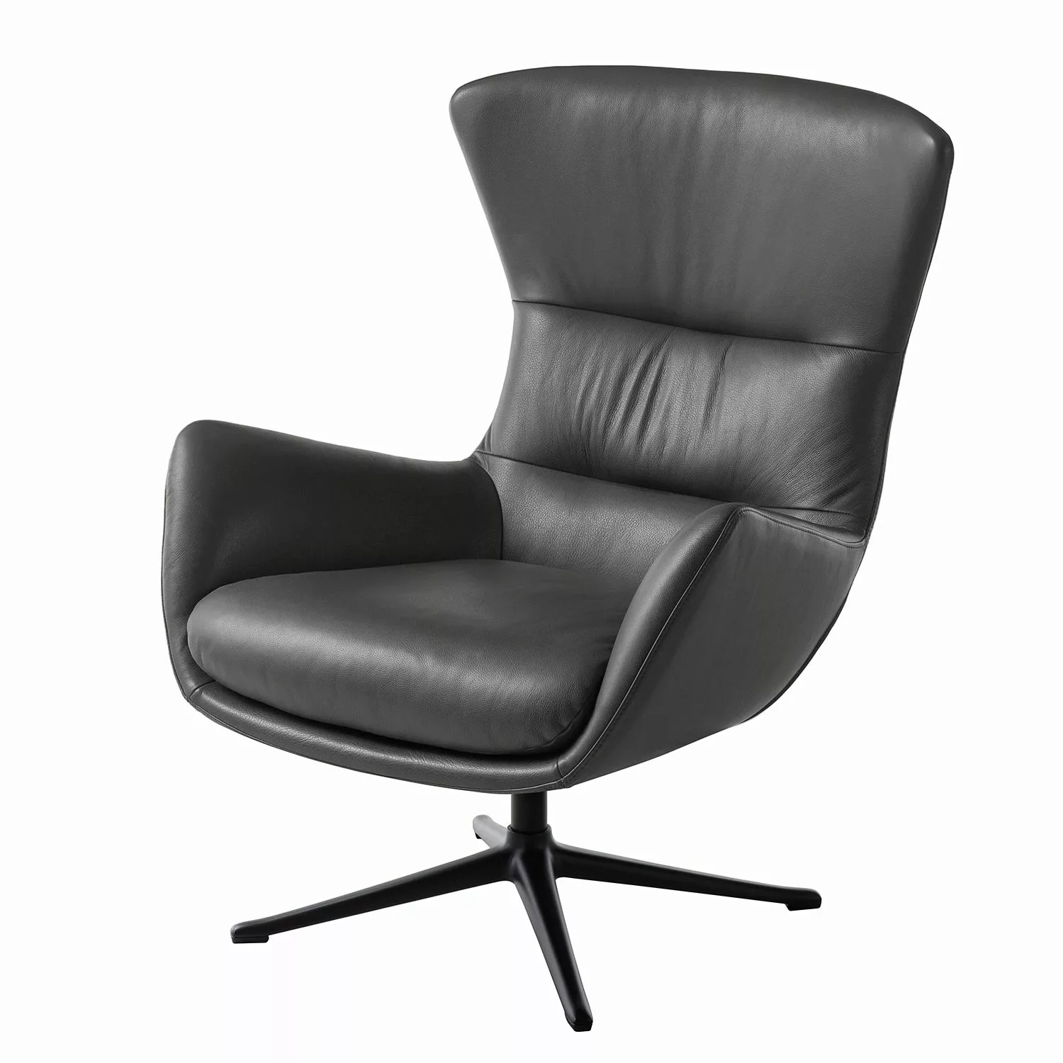 home24 Studio Copenhagen Sessel Hepburn III Grau Echtleder 84x99x96 cm (BxH günstig online kaufen
