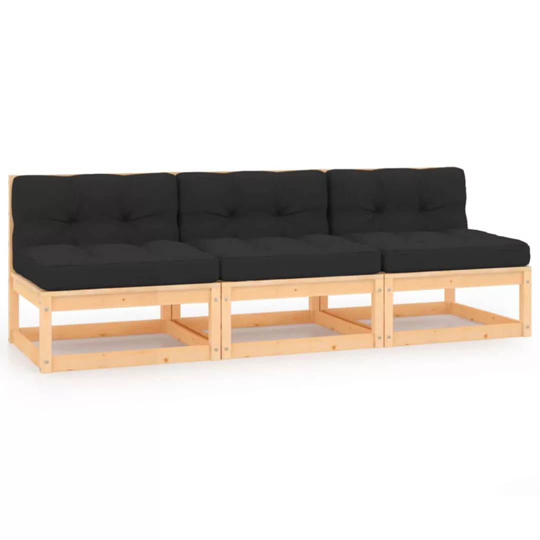 3-tlg. Garten-lounge-set Mit Kissen Massivholz Kiefer günstig online kaufen