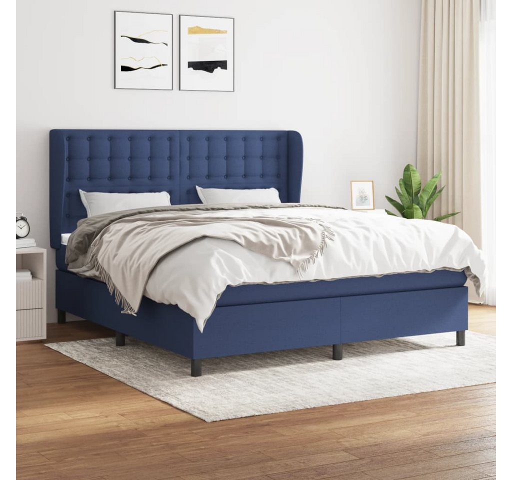 vidaXL Boxspringbett Boxspringbett mit Matratze Blau 160x200 cm Stoff Bett günstig online kaufen