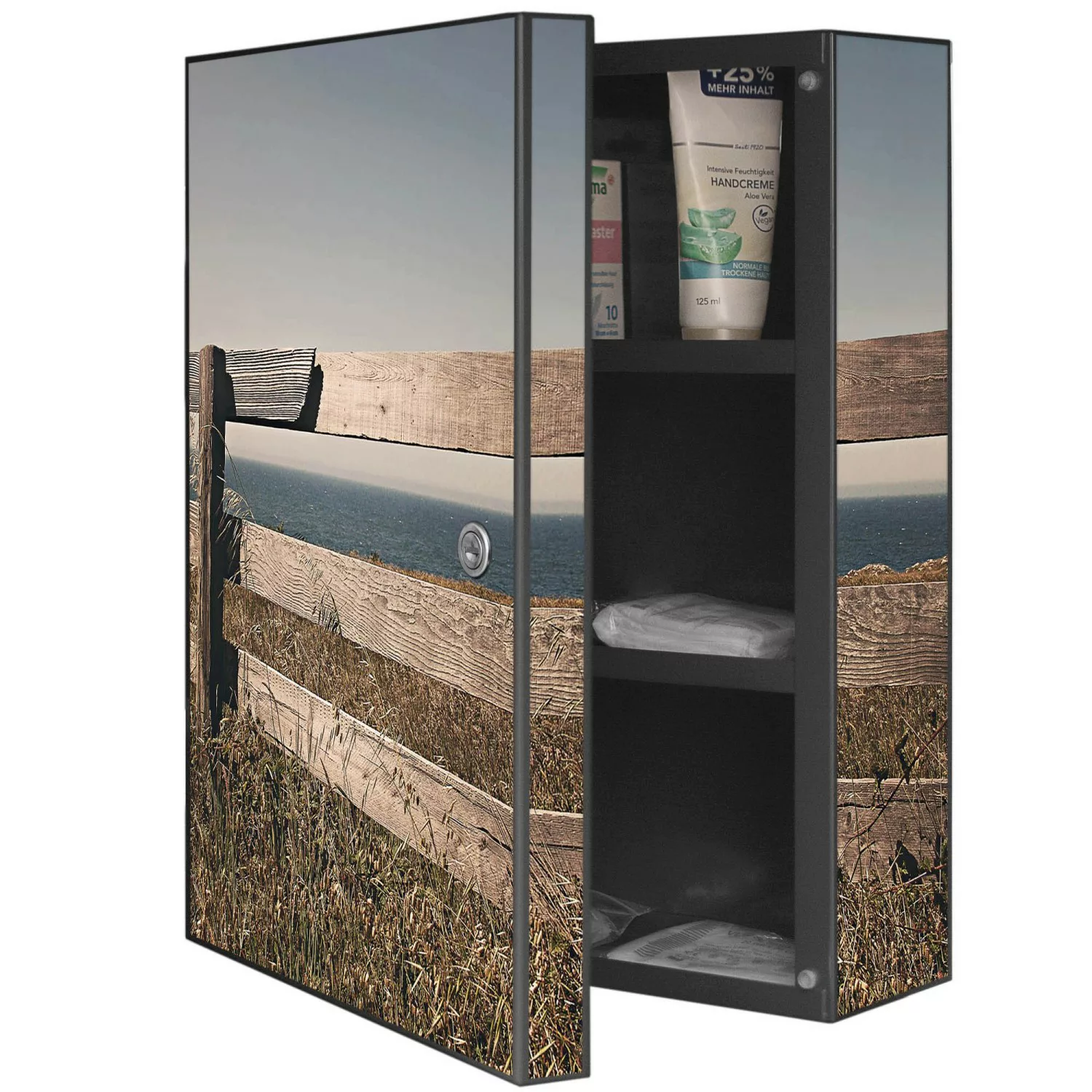 Banjado XXL Medizinschrank Abschliessbar 35x46x15cm Arzneischrank Anthrazit günstig online kaufen