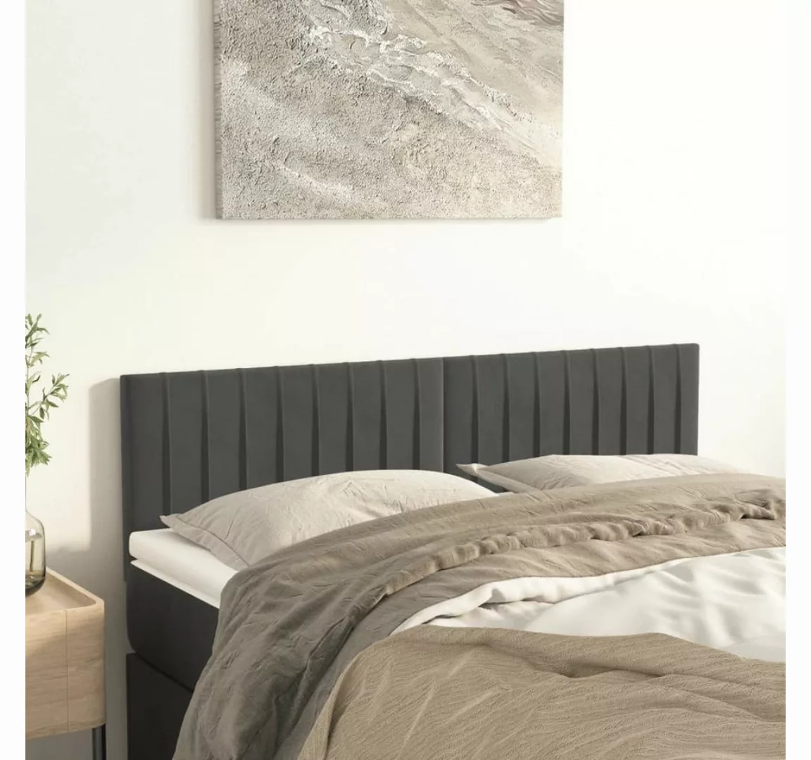 vidaXL Bett, Kopfteile 2 Stk. Dunkelgrau 72x5x78/88 cm Samt günstig online kaufen