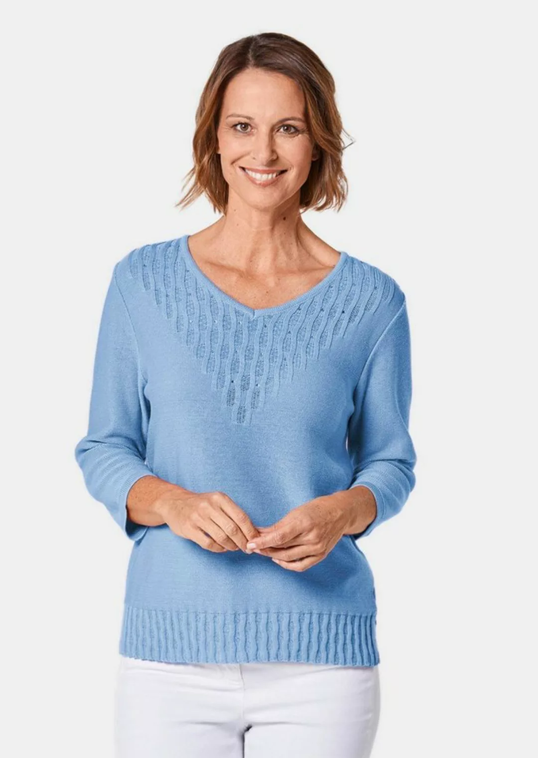 GOLDNER Strickpullover Kurzgröße: Pullover mit schönem Ajourmuster günstig online kaufen