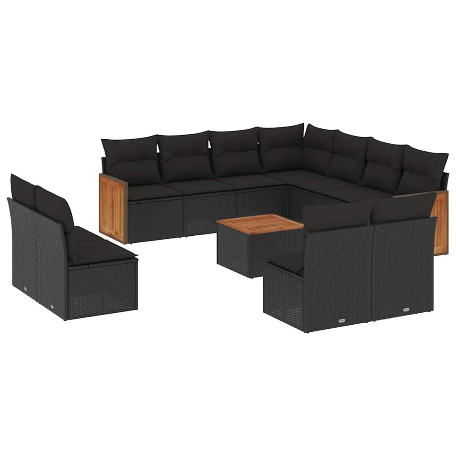 vidaXL 12-Tlg Garten-Sofagarnitur mit Kissen Schwarz Poly Rattan 3260172 günstig online kaufen