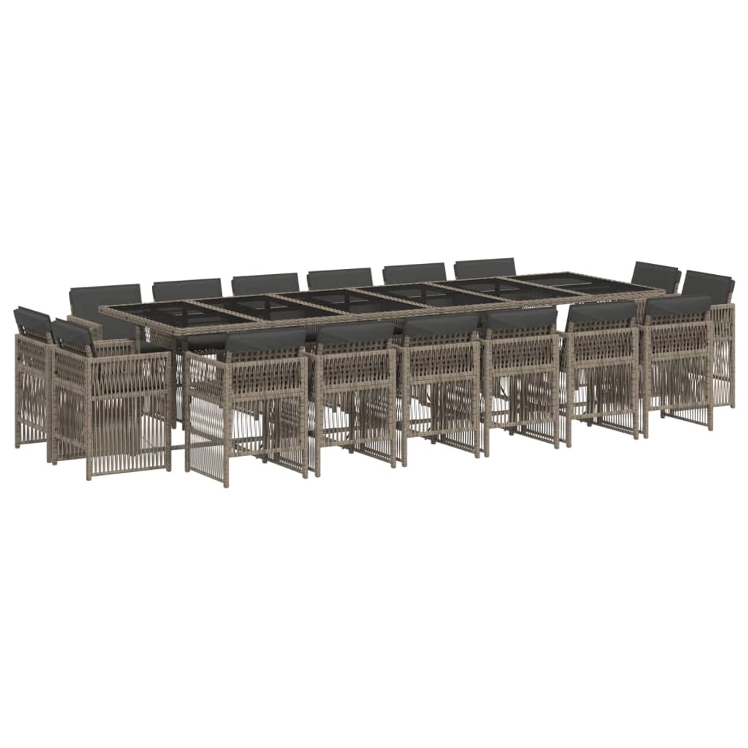 vidaXL 17-Tlg Garten-Essgruppe mit Kissen Grau Poly Rattan 3211064 günstig online kaufen