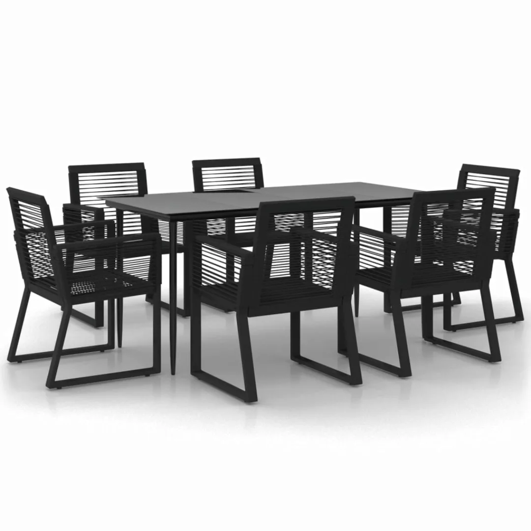 Vidaxl 7-tlg. Garten-essgruppe Schwarz Pvc-rattan günstig online kaufen