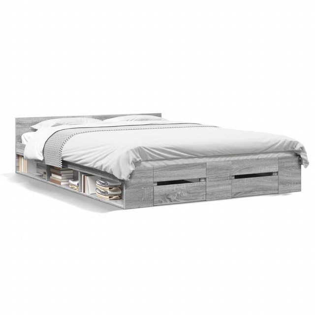 vidaXL Bett Bettgestell mit Schubladen Grau Sonoma 120x200 cm Holzwerkstoff günstig online kaufen