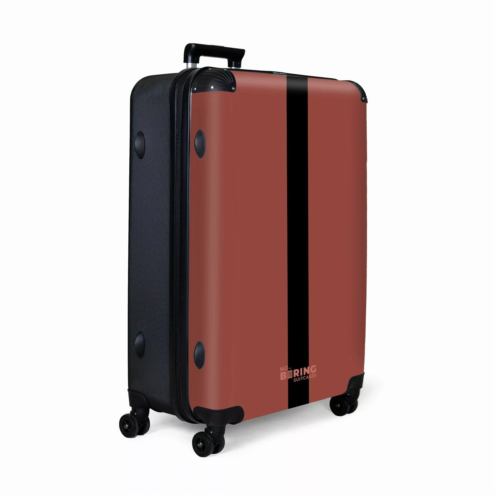 NoBoringSuitcases.com© Hartschalen-Trolley Rot mit schwarzem Streifen günstig online kaufen